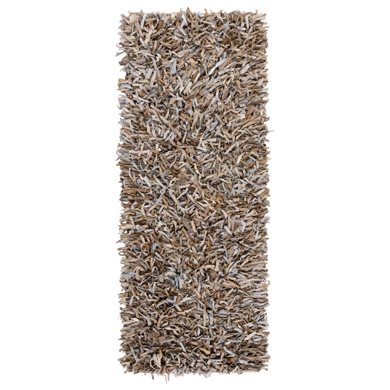 Assar Handmade Shag Light Gold Area Rug, Runner 2'3" x 6'