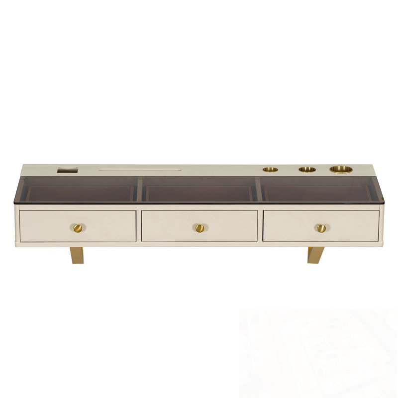 Wall-Mounted Vanity Table with 3 Drawers, Beige