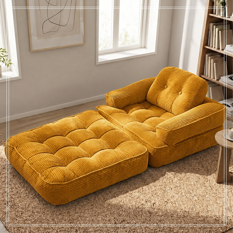 Brucker 35.43 " Corduroy Sofa, Jaune