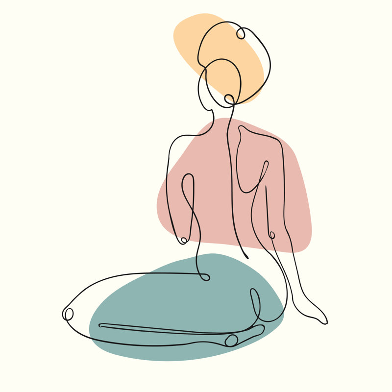 Outline Illustration Of Woman Body With Blob Shape - Wrapped Canvas Print, 76cm H x 76cm W x 3.8 cm D