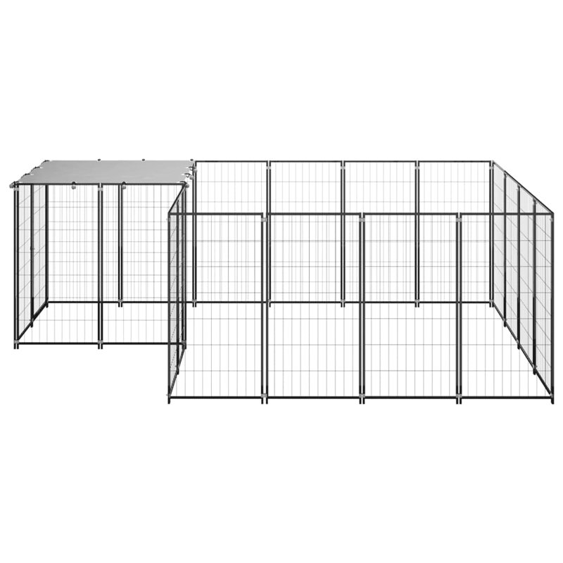 Peralta 43.31cm H Metal Yard Kennel With Door, Black