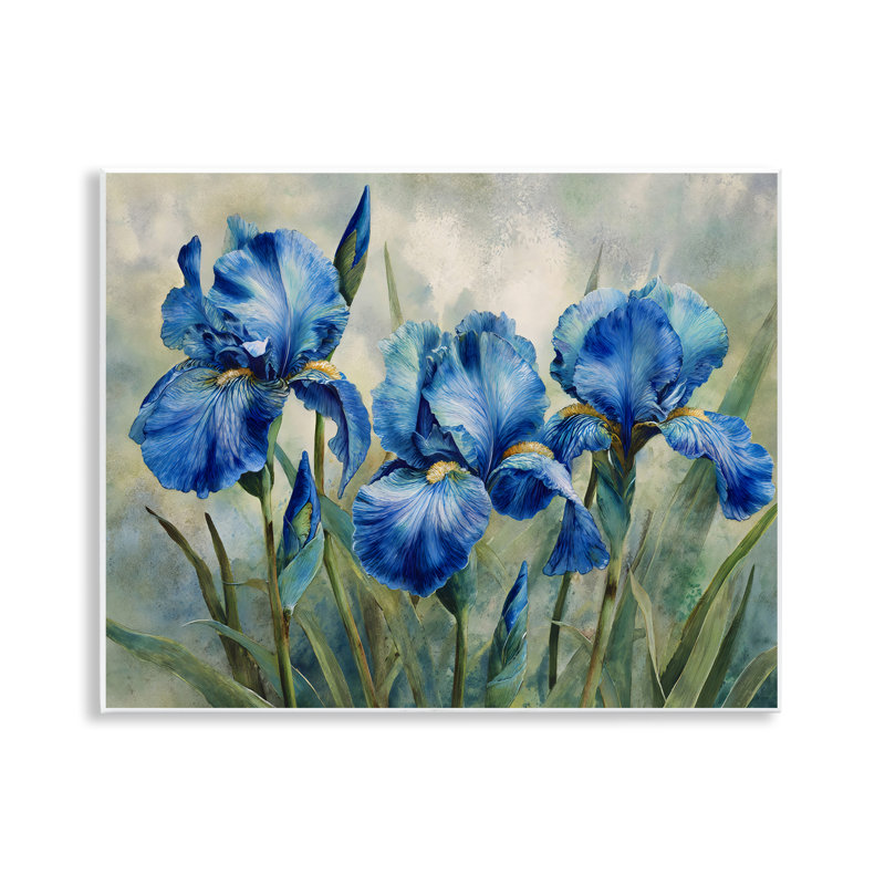 Drawn Blue Iris Flowers Wall Plaque, design by Franklyn Gregory