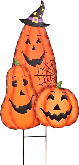 30" Halloween Metal Pumpkin Figure Stake Worth Imports