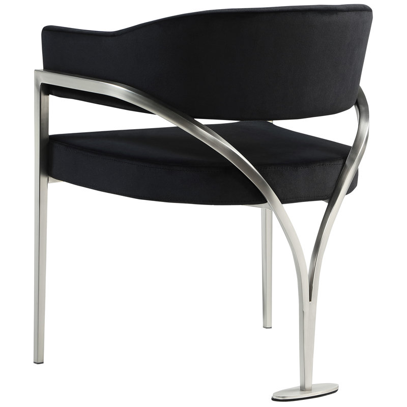 Kirsi Velvet Dining Chair, Black Velvet, Silver