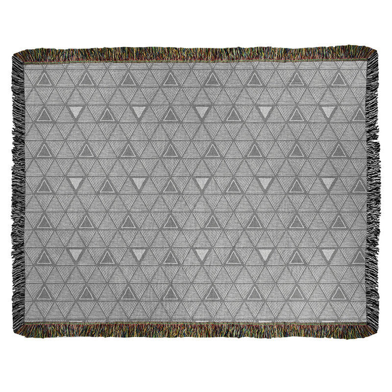 Couverture en coton tissé à triangles dessinés à la main Classic, Gris, L 60 po x L 80 po
