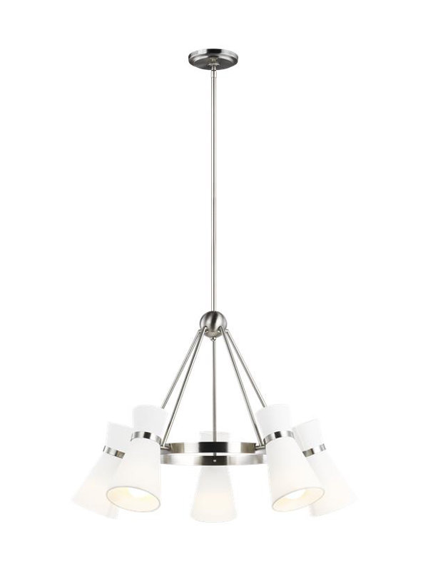 Ayyaan 5 - Light Dimmable Wagon Wheel Chandelier, Brushed Nickel, No
