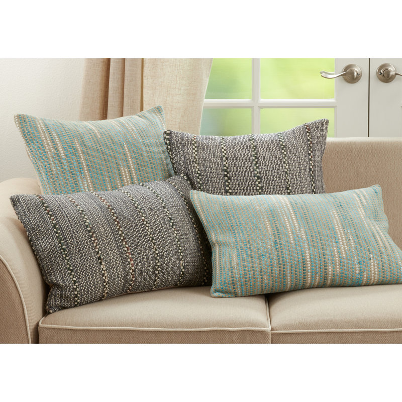 Black and White Striped Cotton Throw Pillow Cover