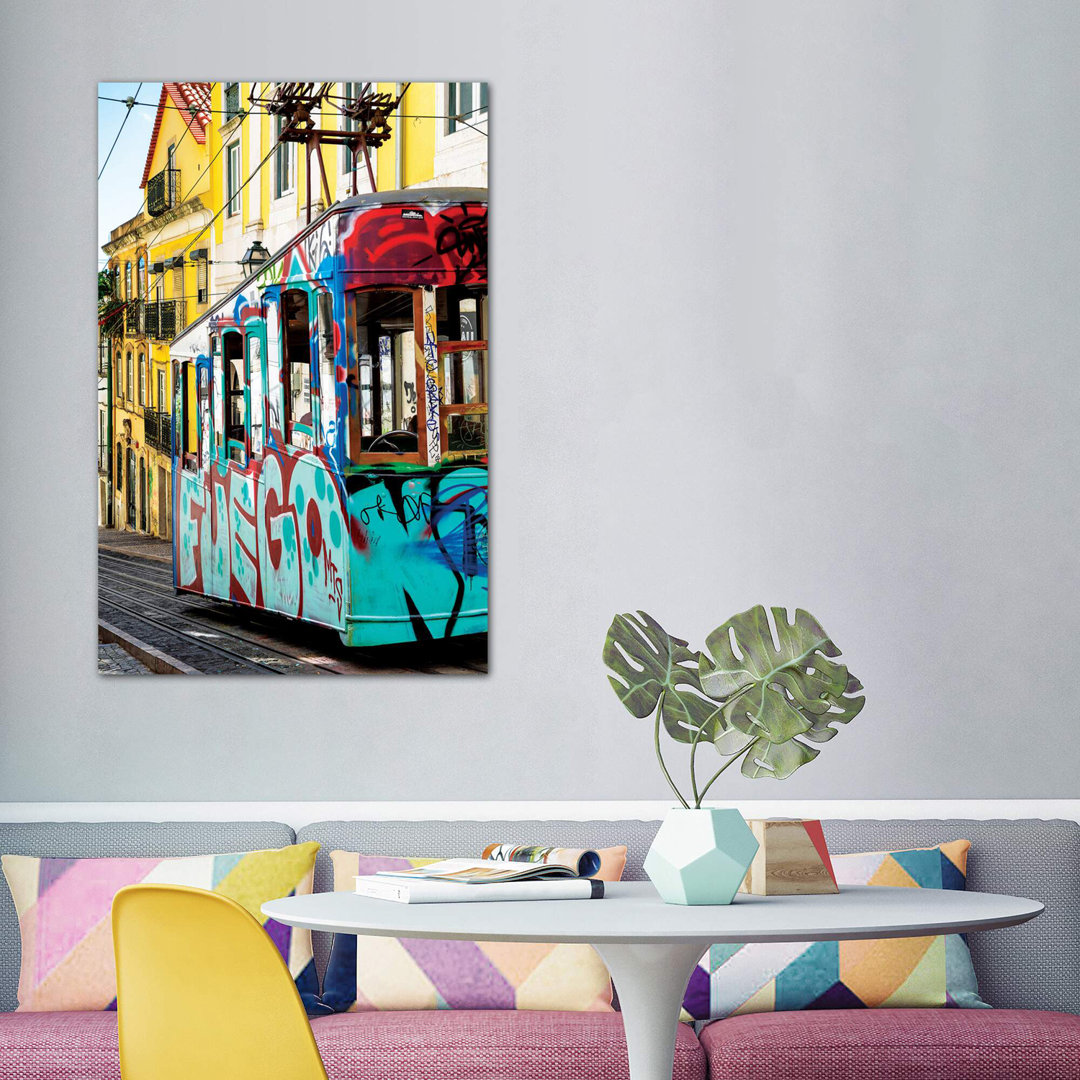 Graffiti Tramway Lisbon by Philippe Hugonnard - Wrapped Canvas Photograph Print
