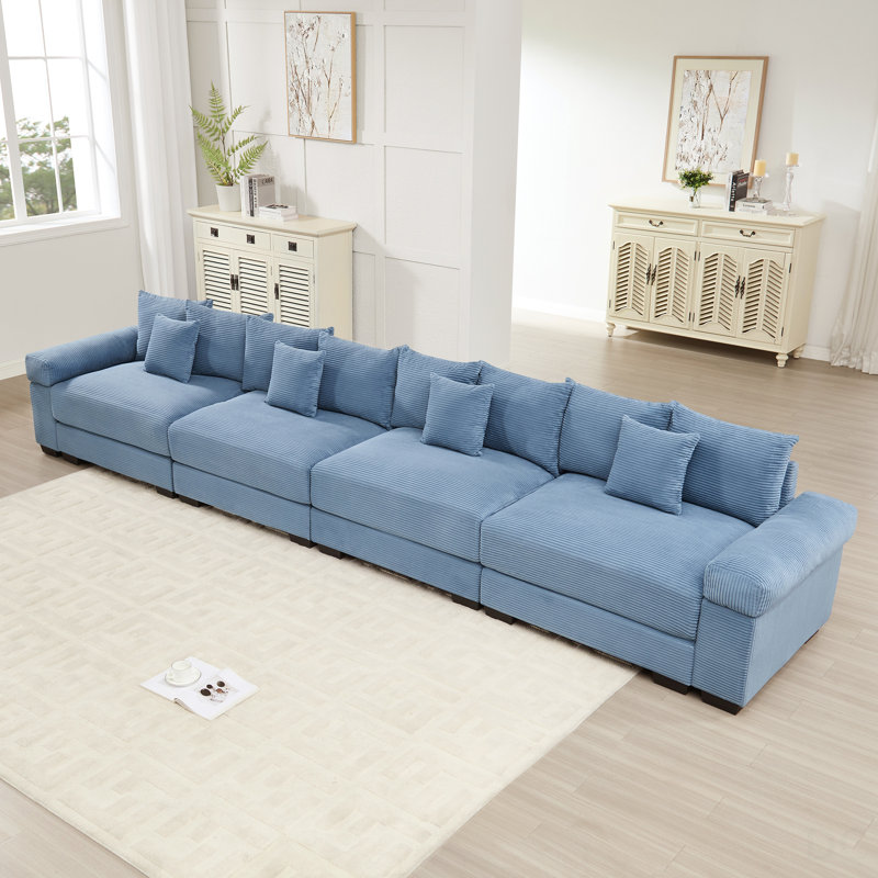 Canapé modulaire surdimensionné 170 pouces Cloud, Blue, 34.2" H x 167.6" W x 33.8" D