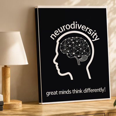 Canvas Create A Striking Black And White Graphic Illustration Featuring A Wall Art Stylized Human Head Silhouette Filled With A Canvas Wall Art