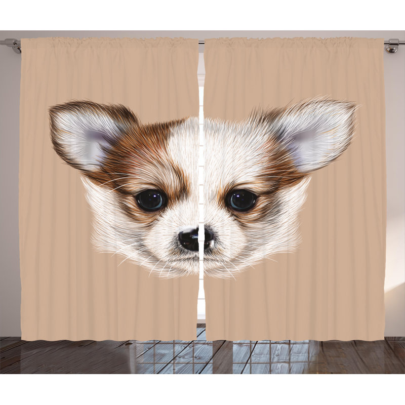 Puppy Semi-Sheer Rod Pocket Curtain Panels, 54" W x 90" L