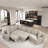 Magedan 126" L-shaped Sectional Pull-out Sofa with Charging Devices, Cup Holders and Pillows-1606266599