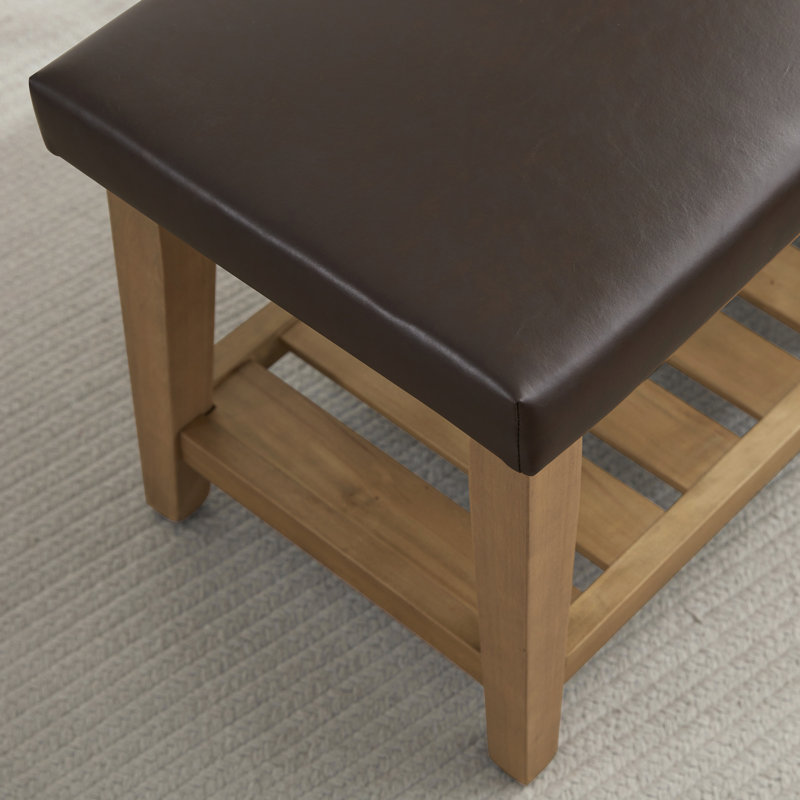 Faux Leather Upholstered Storage Bench, Brown