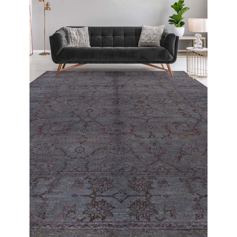 Wool Oriental Area Rug in Dark Green