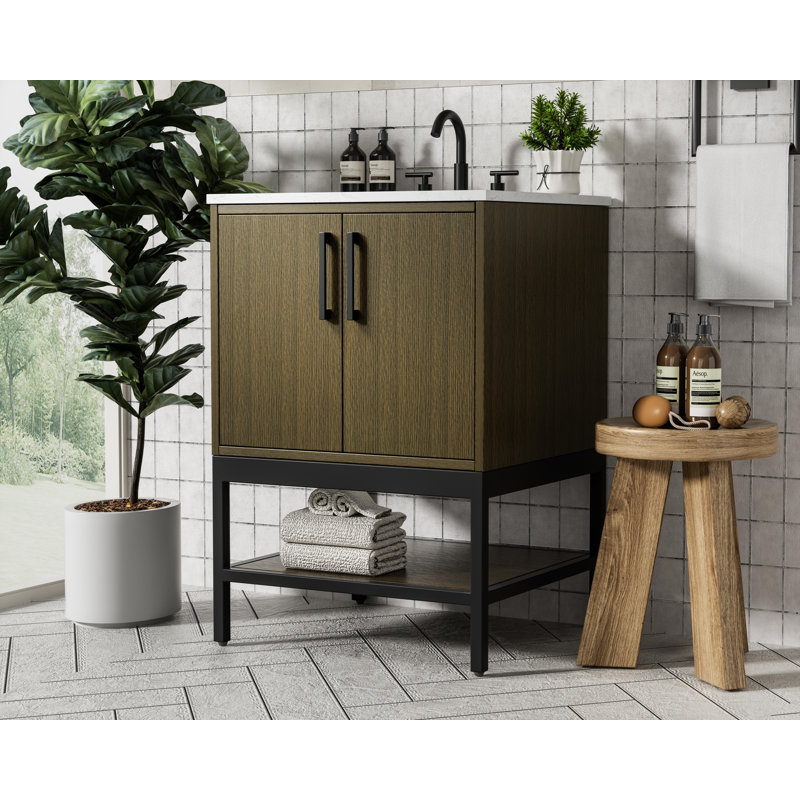 Meuble-lavabo simple 24 po, Brun châtaigne