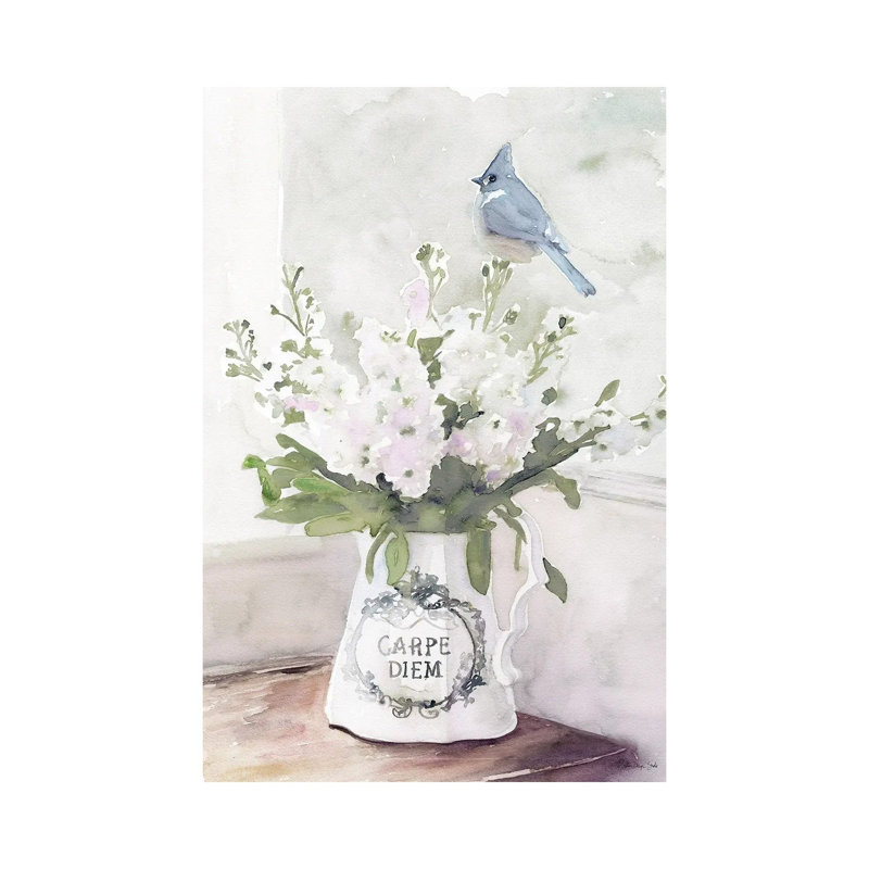 Parisian Pot III by Stellar Design Studio - Painting on Canvas, 101.6 cm H x 66.04 cm W x 1.91 cm D, White Floater Frame