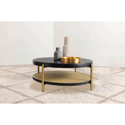 Table basse ronde avec tablette de rangement