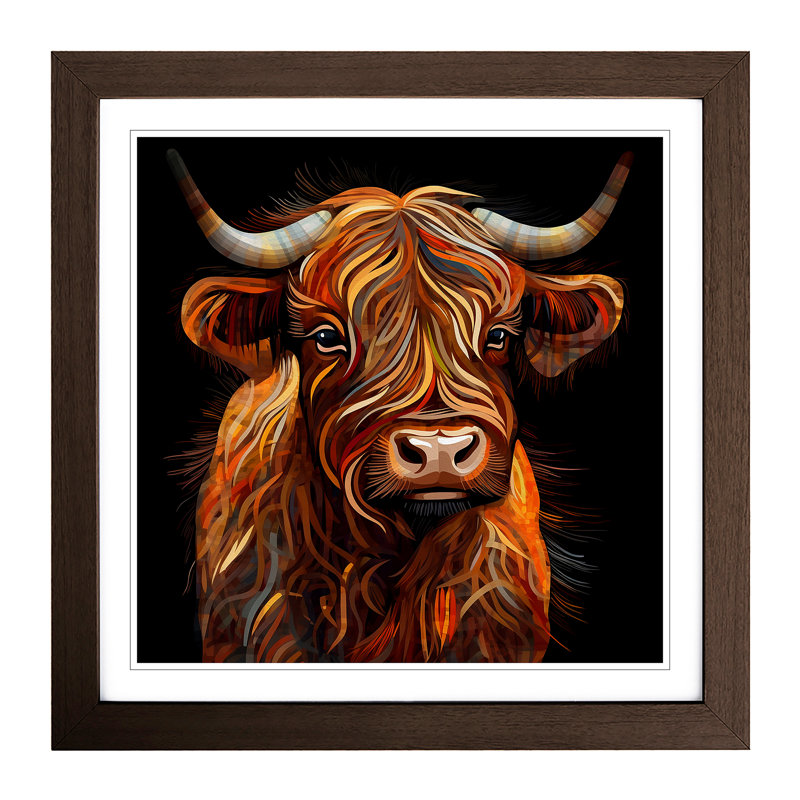 Highland Cow Op - Framed Print, Walnut