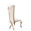 Ensemble de deux chaises d'appoint rembourrées en velours capitonné beige et or rose