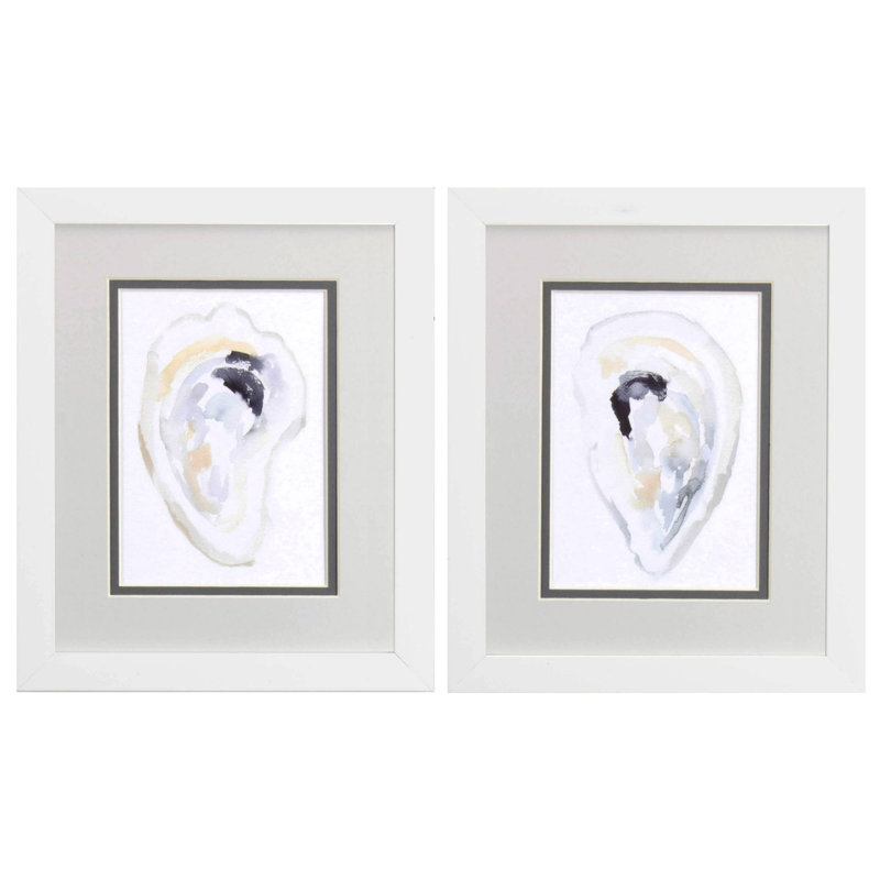 HomeRoots (lot de deux), coquille d'huître, art mural encadré blanc