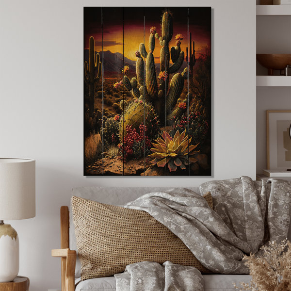 Dakota Fields Cactus In Desert II On Wood Print | Wayfair