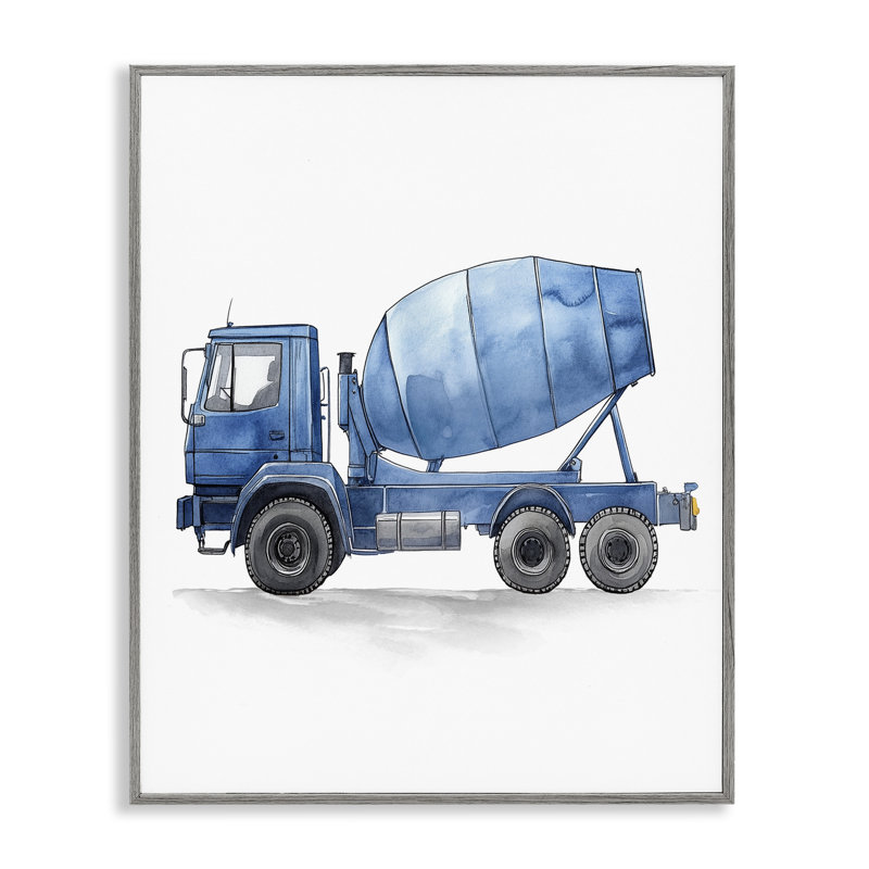 Camion de travail bleu, art de giclée encadré, conception par Christine Simpson Art, H 20 po x l 16 po