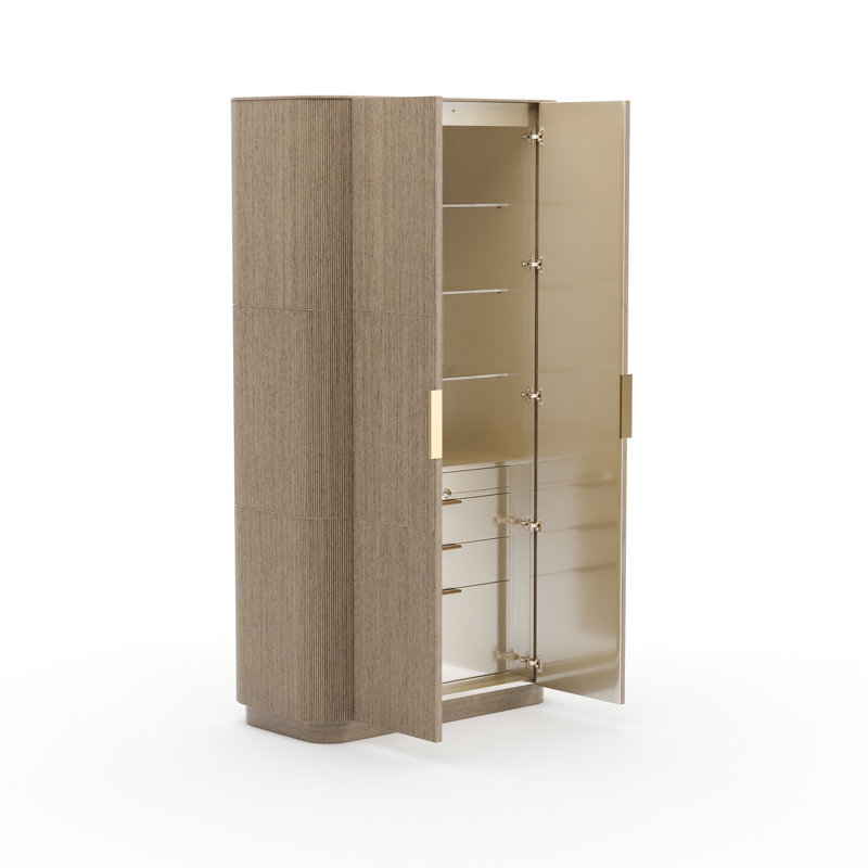 Solid Wood Bar Cabinet, Gold