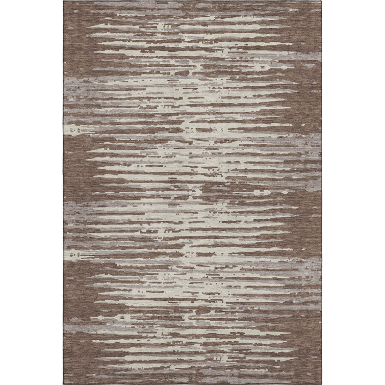 Premium Machine Washable Prisco Brown Rug