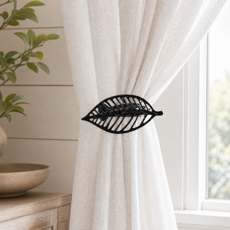 Leaf Curtain Tiebacks Set of 2, Black