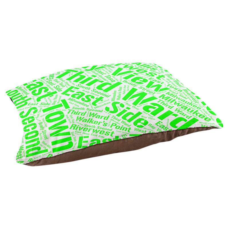 Coussin de chien « districts », Moyen (H 9,5 po x l 28 po x P 18 po), Vert, Milwaukee