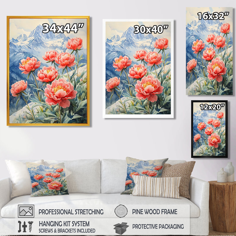 Ginna - décoration murale florale, H 32 po x l 24 po, Reproduction encadrée d'une seule photo, Blanc