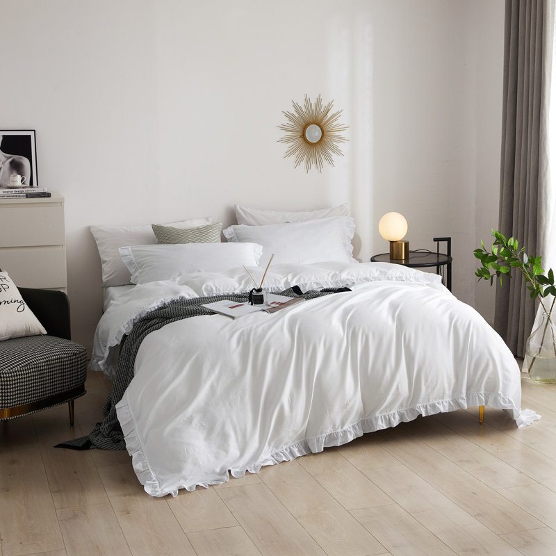 Ensemble de housse de couette , Blanc, Housse de couette simple et 3 pièces supplémenta