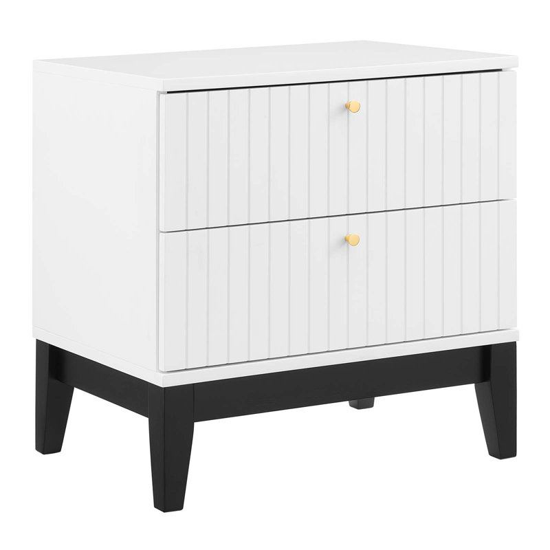 Dakota White Upholstered Queen Bed with 2 Nightstands