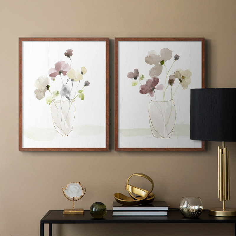Choisissez «Happy Bouquet I», reproduction encadrée de qualité supérieure - prête à être accrochée - aucun clou requis - aucun clou requis