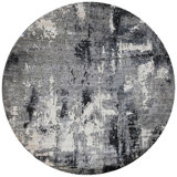 Abstract Area Rug in Silver/Charcoal/Gray
