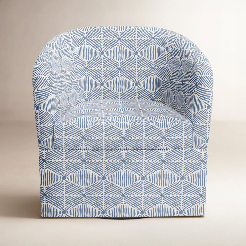 Lesia Upholstered Swivel Barrel Chair, Painted Diamond Dusty Blue