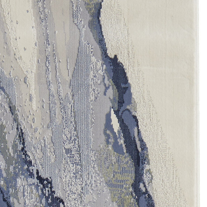 Tapis bleu, gris et ivoire
