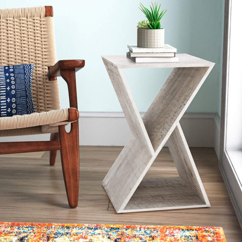 Crabill Solid Wood End Table, Whitewash