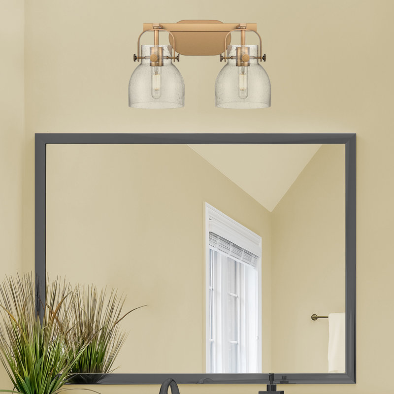 Éclairage pour meuble-lavabo mural 6 po Skycrest, Laiton brossé, Bullé, Deux lumières