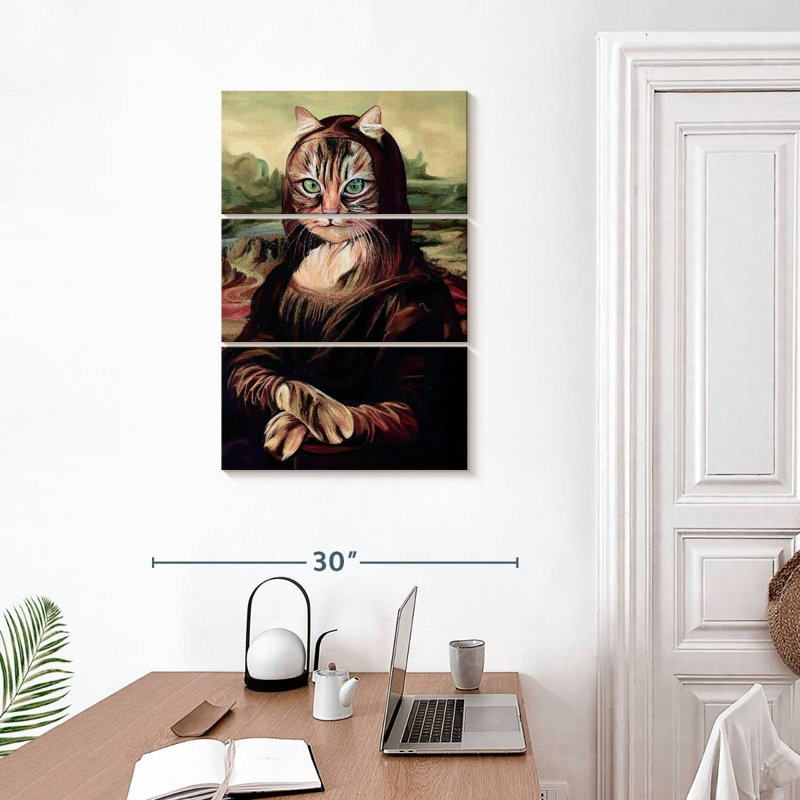 Chat inspiré de la Ketti Mona Lisa, H 32 po x l 20 po