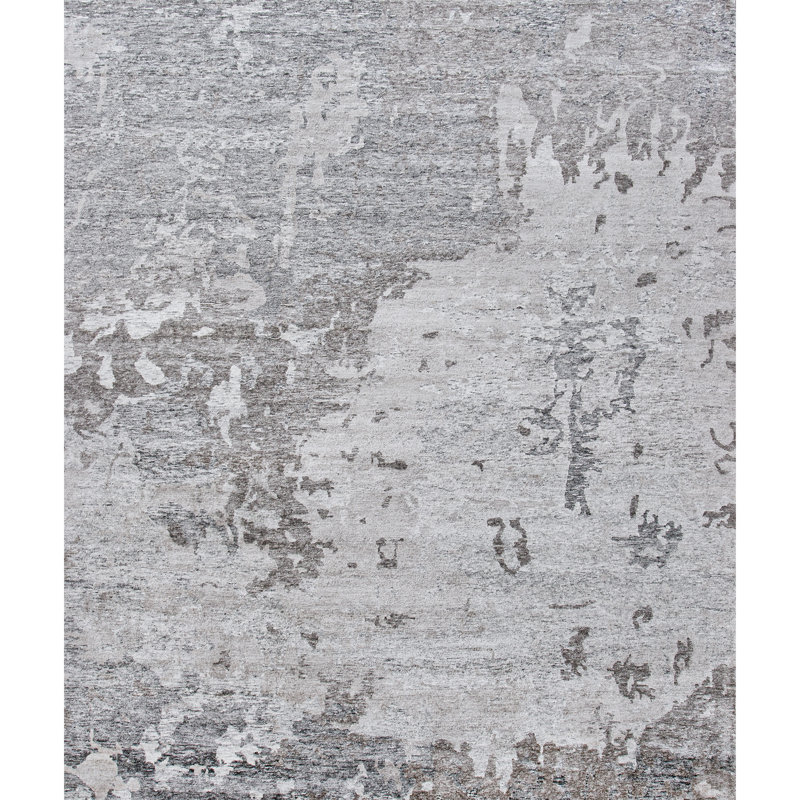 Abstract Area Rug in White, Rectangle 8' x 10'