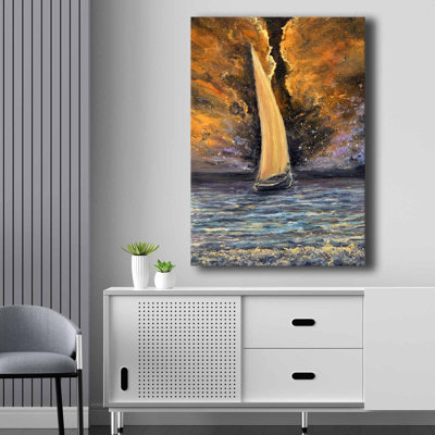 Vibrant Decorative Canvas Painting, 27.6 x 39.4 inches | 100% Canvas (Thickness: 0.11 inches) & 100% Pine Wood Frame (Thickness: 0.9 inches) | Stunning Orange, Yellow, Blue & Purple Colors | Perfect for Home Decor & Artistic Touch