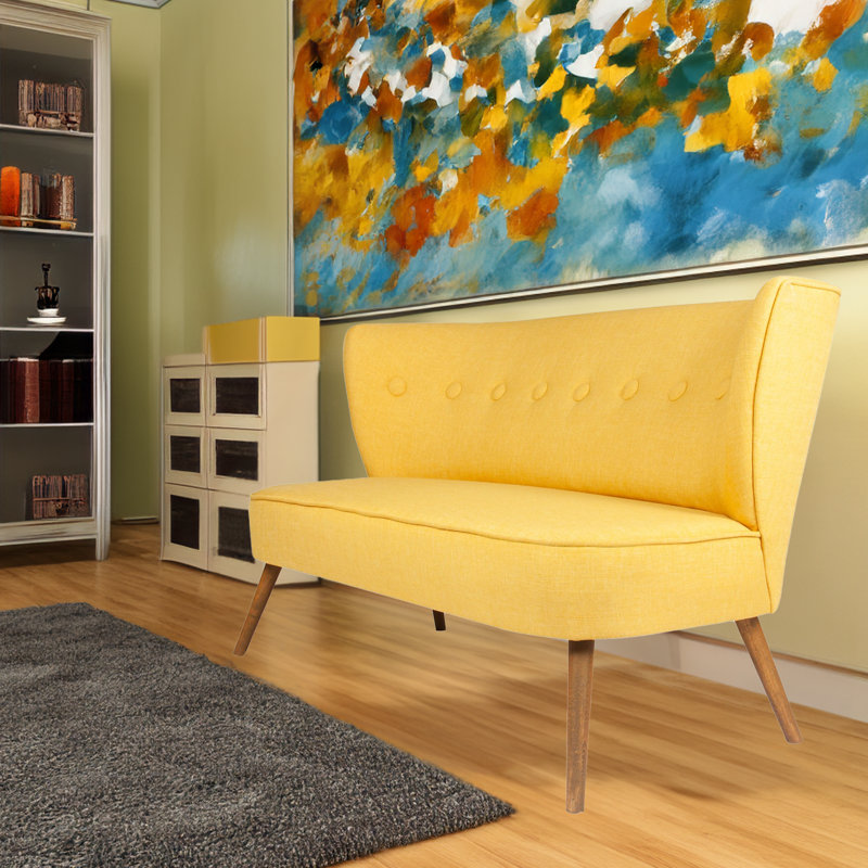 Upholstered 55.51'' Loveseat, Yellow