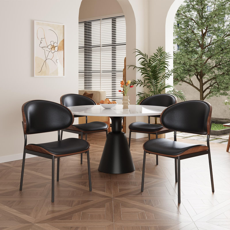 PU Leather Upholstered Dining Chairs,Side Chair for Dining Rooms,Kitchens,Living rooms, White, 6