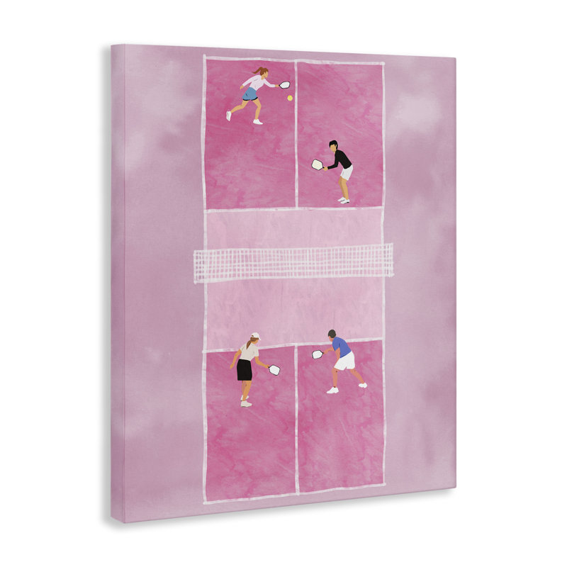 Art mural rose sur toile de Pickleball par Ziwei Li, H 20 po x l 16 po