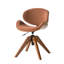 Chaise de bureau Oswina de style moderne du milieu du siècle, en tissu, avec structure en bois courbé et base pivotante.-131379007