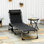 Chaise longue rembourrée pliante rembourrée, fauteuil de bronzage de camping inclinable extérieur à 6 niveaux avec appui-tête pour la plage, la cour, le patio, la piscine, noir
