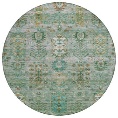 Machine Washable Indoor/Outdoor Xhevrie Sage Rug