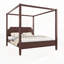 Lit plateforme à baldaquin en bois avec tête de lit et pieds de support-128949118-128949116
