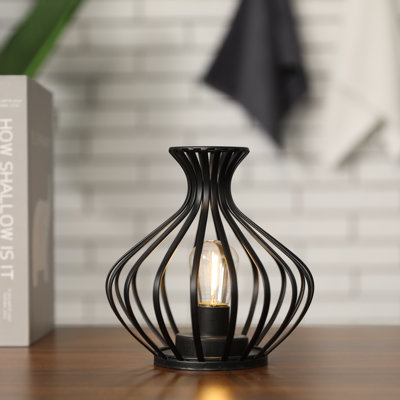 Marlow Home Co. 19Cm Nordic Style Side Lamp Battery Operated with 6 Hour Timer (Black)